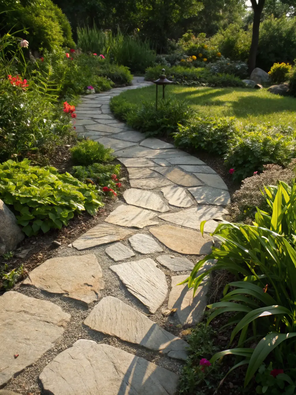 A medium shot of a pathway paved with gravel, showing the natural and permeable qualities of the material, suitable for garden paths and landscaping.